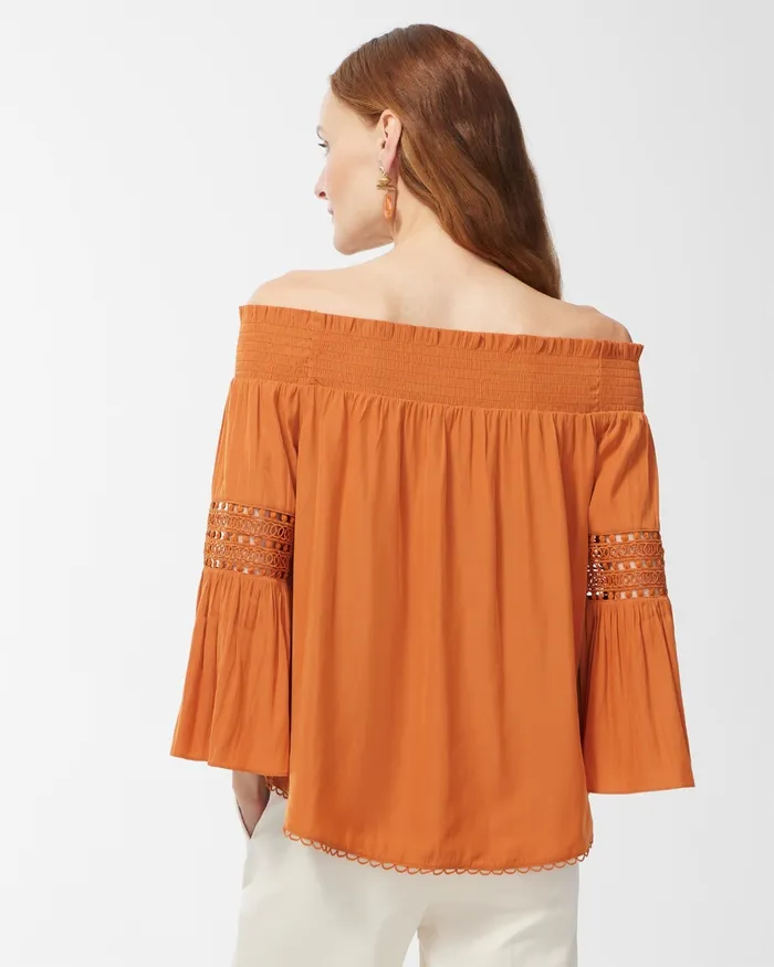 Chico039s OffShoulder Blouse Burnished Clay Women Tops