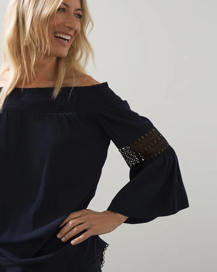Chico039s OffShoulder Blouse Burnished Clay Women Tops