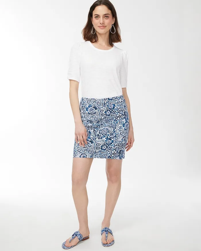 Chico039s Paisley PullOn Skort Alabaster Women Shorts