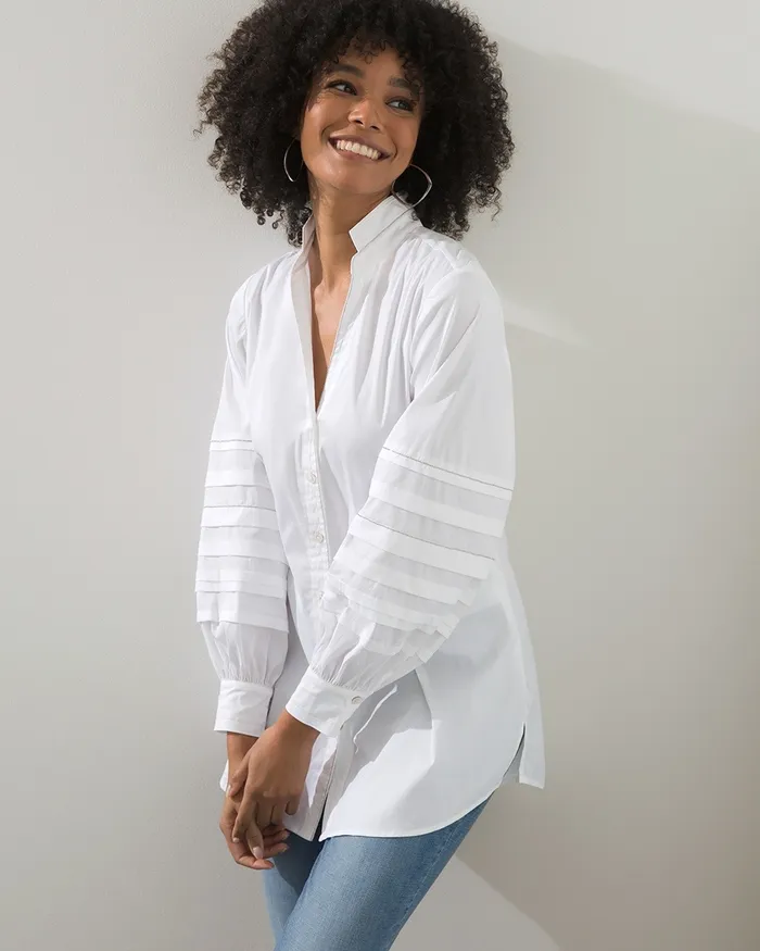 Chico039s Poplin Chain Detail Tunic Alabaster Women Tops