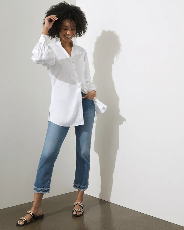 Chico039s Poplin Chain Detail Tunic Alabaster Women Tops