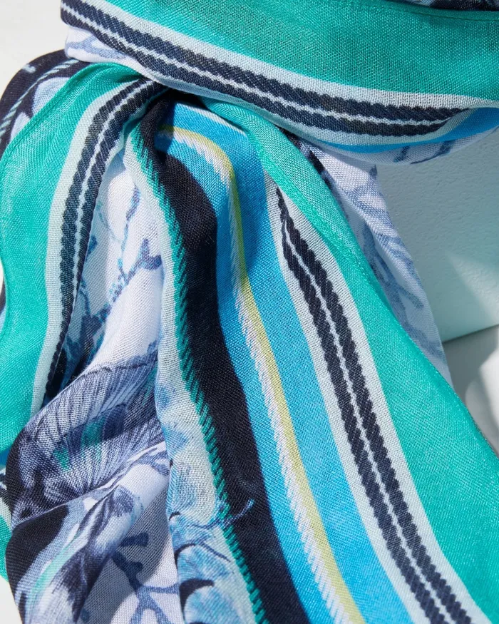 Chico039s Seashell Print Oblong Scarf Tropical Jade Women Scarves