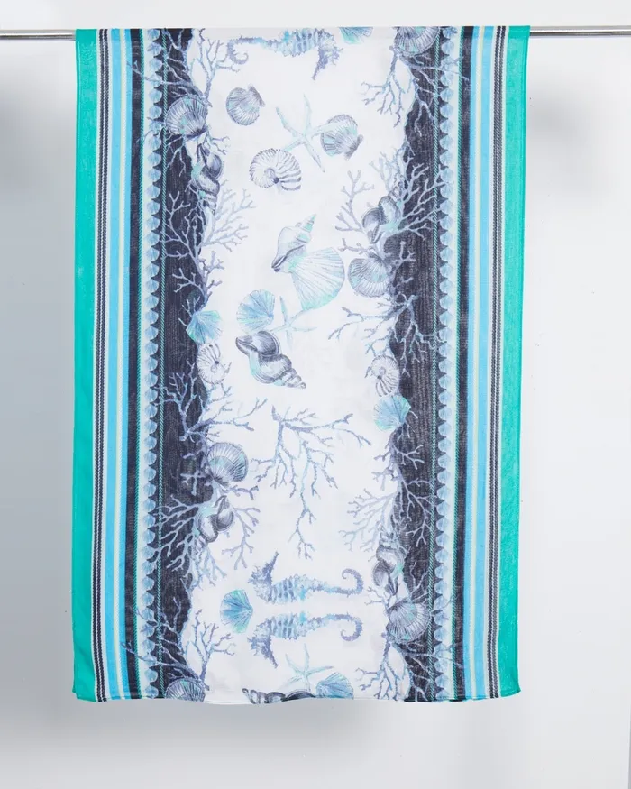 Chico039s Seashell Print Oblong Scarf Tropical Jade Women Scarves