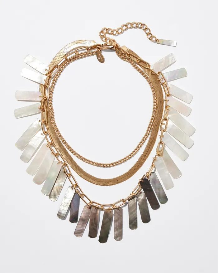 Chico039s Shell Multistrand Necklace Gold Women Necklaces