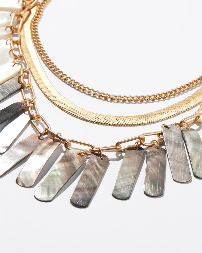Chico039s Shell Multistrand Necklace Gold Women Necklaces