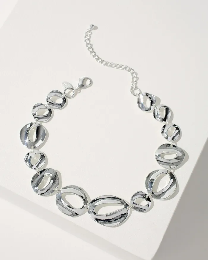 Chico039s Silver Tone Bib Necklace Silver Women Necklaces