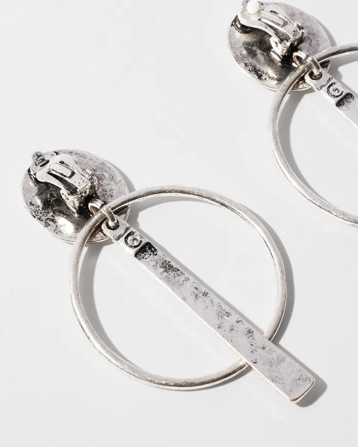 Chico039s Silver Tone ClipOn Drop Earrings Silver Women Earrings