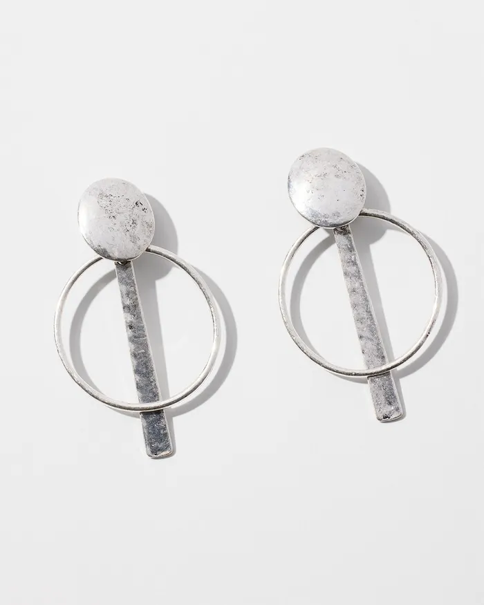 Chico039s Silver Tone ClipOn Drop Earrings Silver Women Earrings