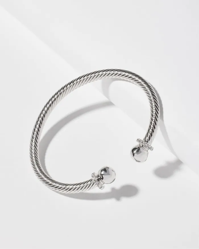 Chico039s Silver Tone Flex Cuff Bracelet Silver Women Bracelets