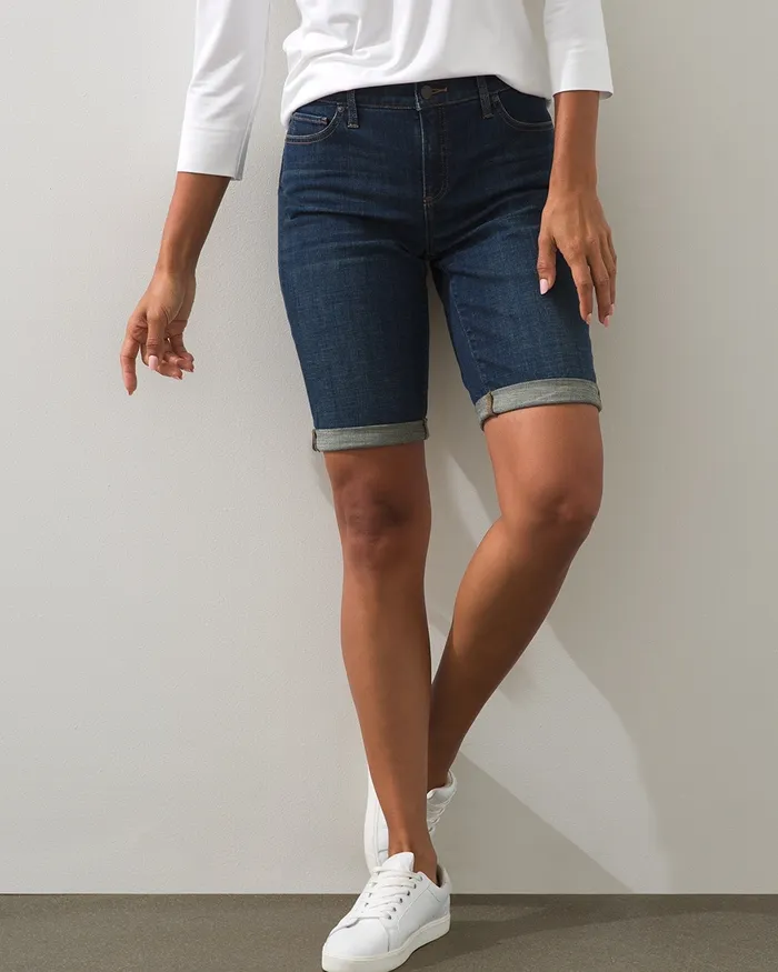 Chico039s So Slimming Girlfriend Shorts Rainier Indigo Women Shorts