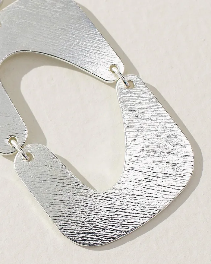 Chico039s Square Silver Tone Drop Earrings Mixed Metals Women Earrings