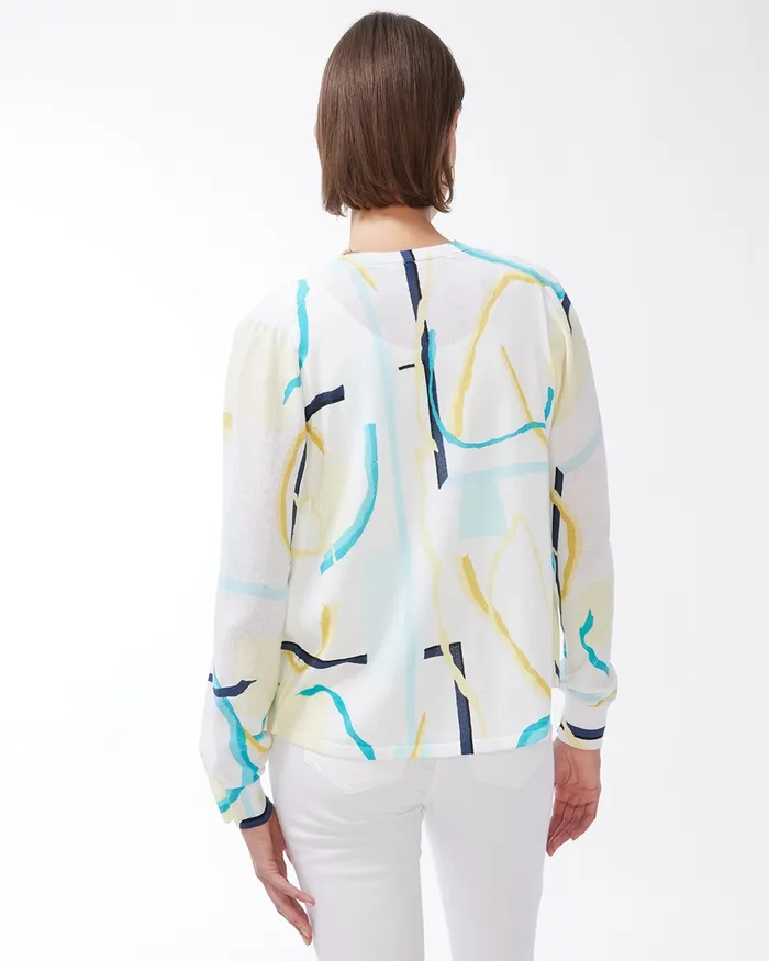 Chico039s Summer Romance Abstract Cardigan Agua Azul Women Sweaters
