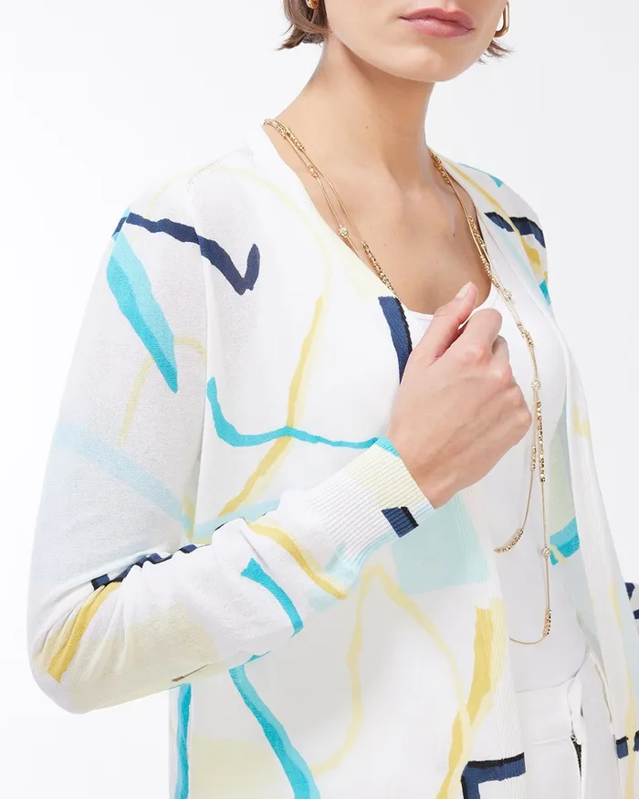 Chico039s Summer Romance Abstract Cardigan Agua Azul Women Sweaters