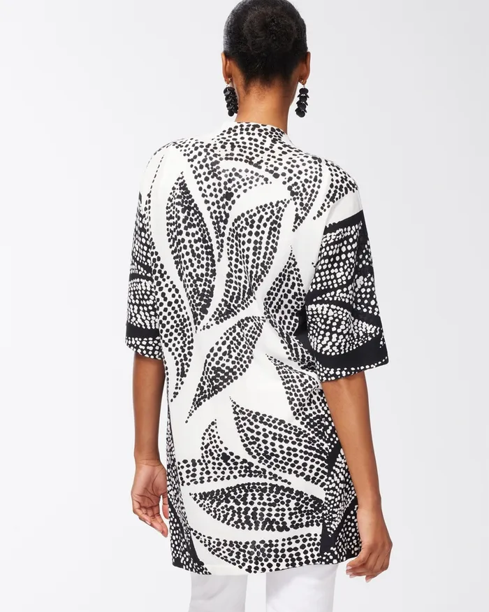 Chico039s Summer Romance Foliage Midi Cardigan Black Women Sweaters