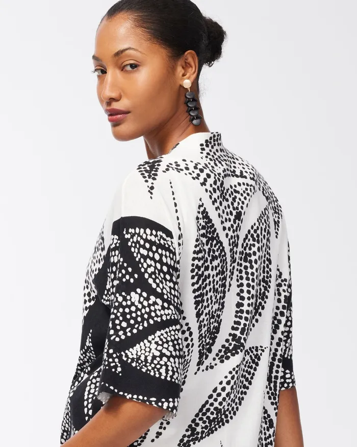Chico039s Summer Romance Foliage Midi Cardigan Black Women Sweaters