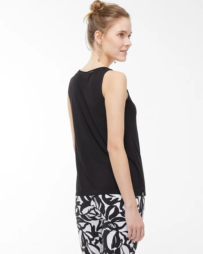 Chico039s Touch Of Cool Eyelet Neck Tank Alabaster Women Tops