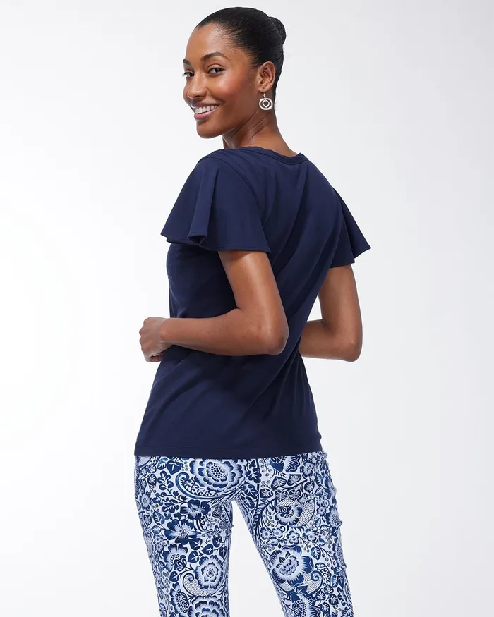 Chico039s Touch Of Cool Fireworks Tee Classic Navy Women Tees