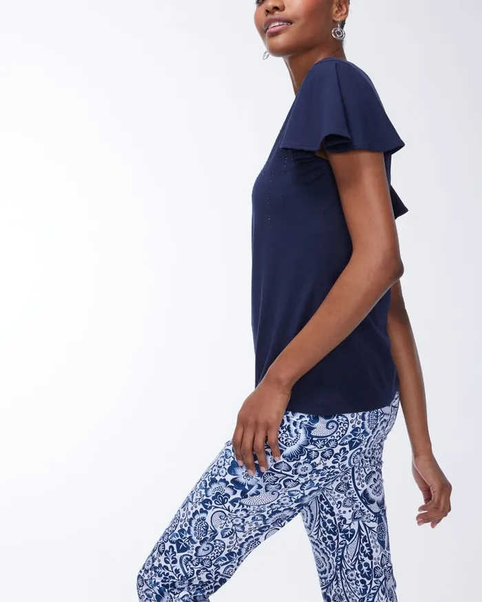 Chico039s Touch Of Cool Fireworks Tee Classic Navy Women Tees