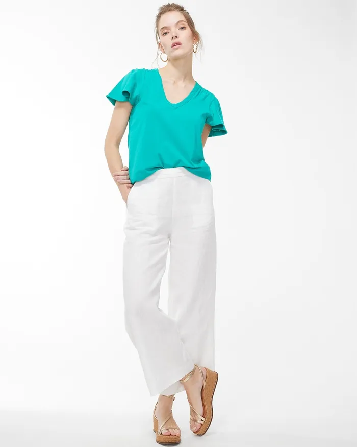 Chico039s Touch Of Cool Flutter Sleeve Tee Amparo Blue Women Tops