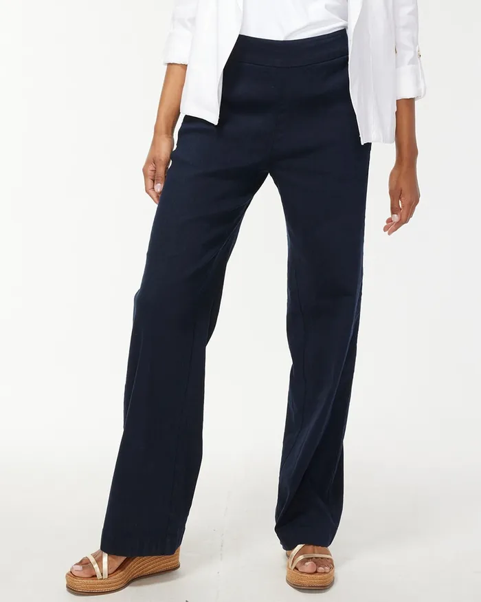 Chico039s Wide Leg Linen Pants Classic Navy Women Pants
