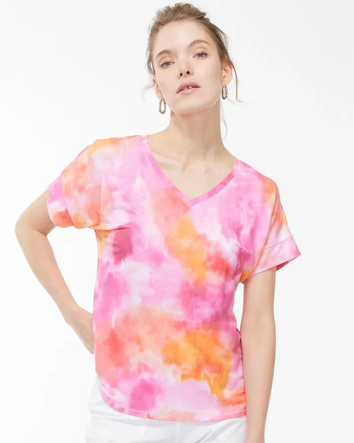 Chico039s Zenergy Drop Shoulder Tee Bahamian Pink Women Tops