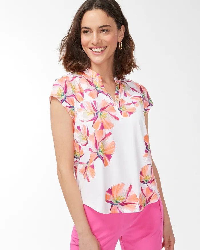 Chico039s Zenergy UPF Mock Neck Top Bahamian Pink Women Activewear