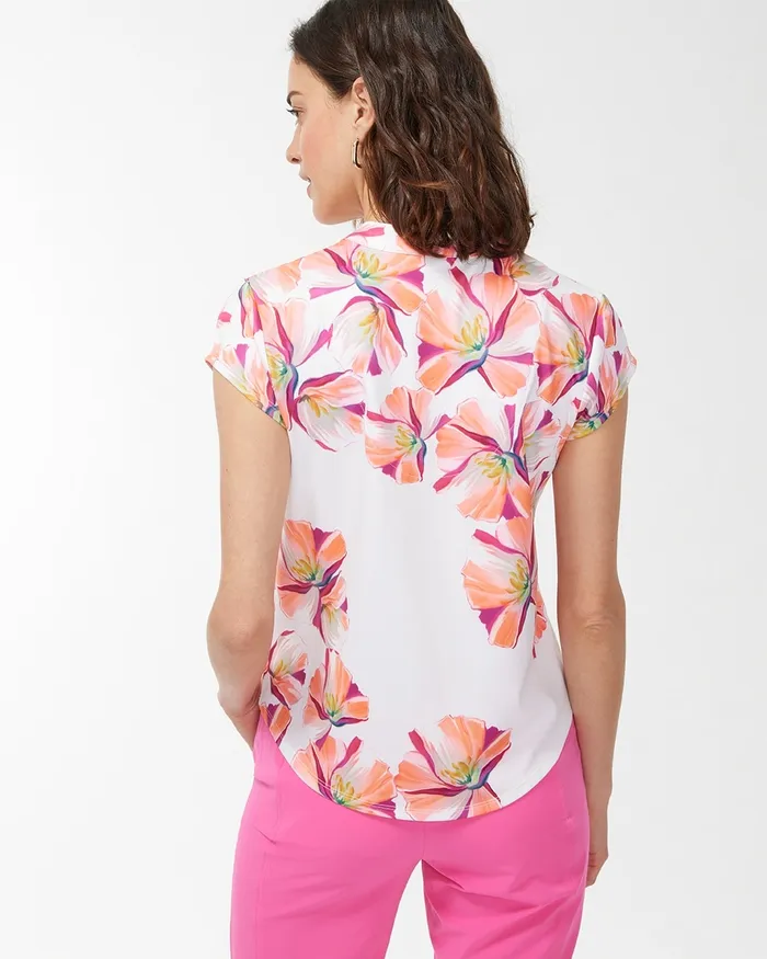 Chico039s Zenergy UPF Mock Neck Top Bahamian Pink Women Activewear