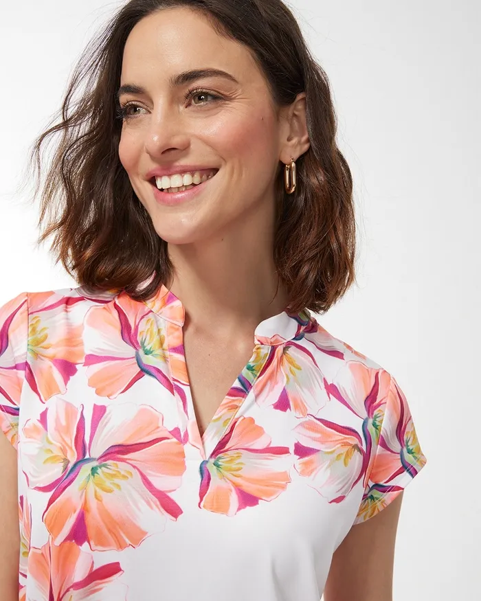 Chico039s Zenergy UPF Mock Neck Top Bahamian Pink Women Activewear