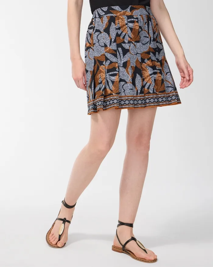 Chico039s Zenergy UPF Neema Floral Pleated Skort Burnished Clay Women Activewear