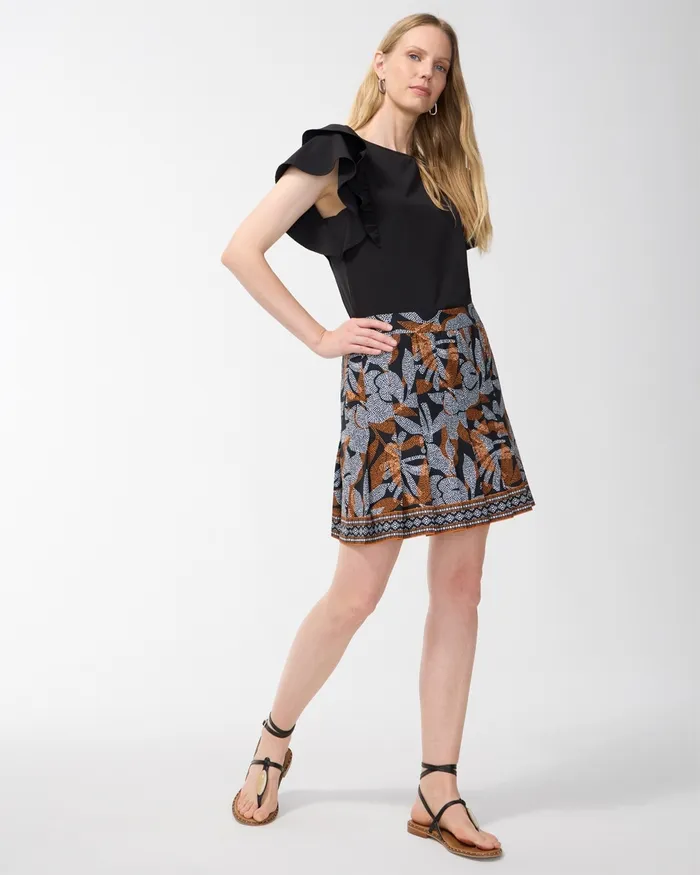 Chico039s Zenergy UPF Neema Floral Pleated Skort Burnished Clay Women Activewear