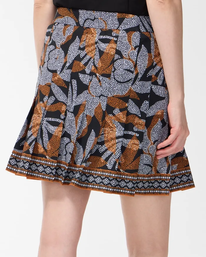 Chico039s Zenergy UPF Neema Floral Pleated Skort Burnished Clay Women Activewear