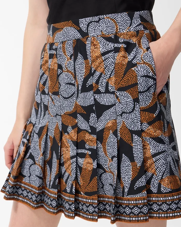Chico039s Zenergy UPF Neema Floral Pleated Skort Burnished Clay Women Activewear