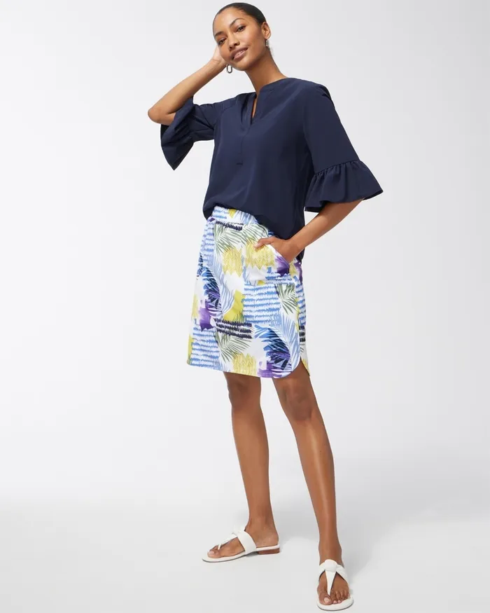 Chico039s Zenergy UPF Neema Ruffle Sleeve Top Classic Navy Women Activewear
