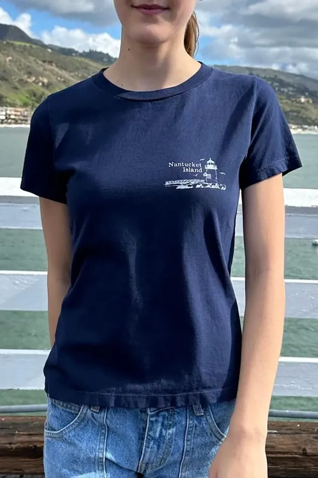 Chloe Nantucket Top Navy Blue Women Brandy Melville Tops