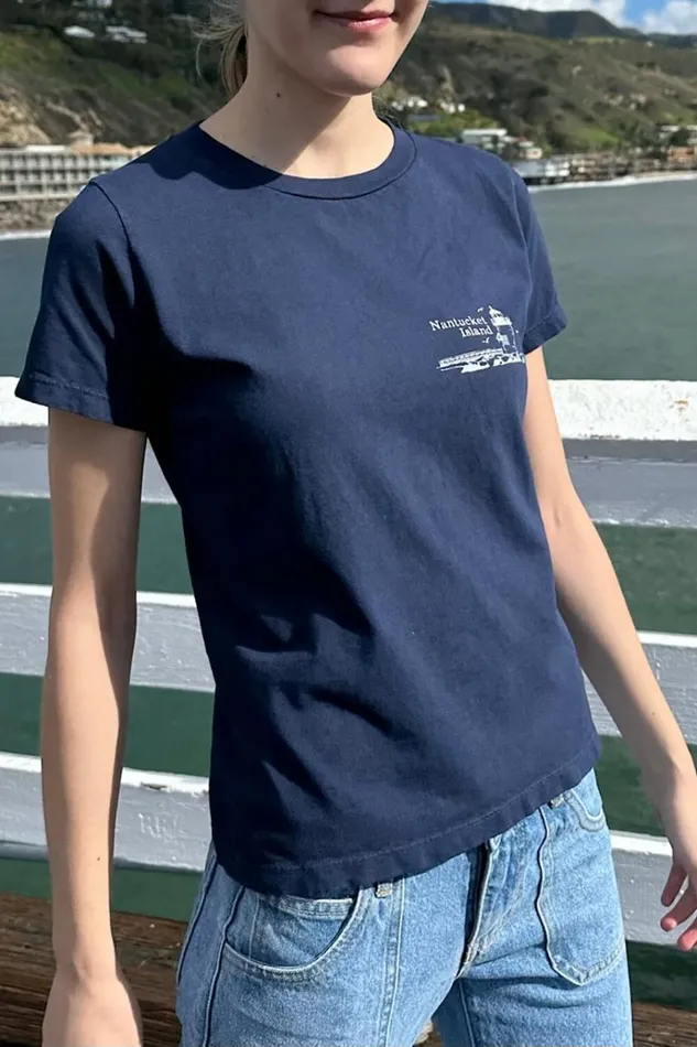 Chloe Nantucket Top Navy Blue Women Brandy Melville Tops
