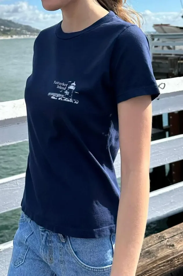 Chloe Nantucket Top Navy Blue Women Brandy Melville Tops