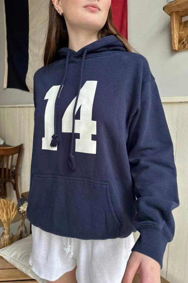 Christy 14 Hoodie Classic Navy Women Brandy Melville Sweatpants and Sweatshirts