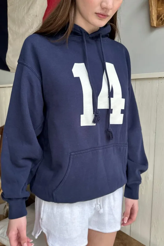 Christy 14 Hoodie Classic Navy Women Brandy Melville Sweatpants and Sweatshirts