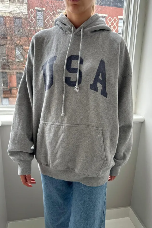 Christy Usa Hoodie Heather Grey Women Brandy Melville Graphics