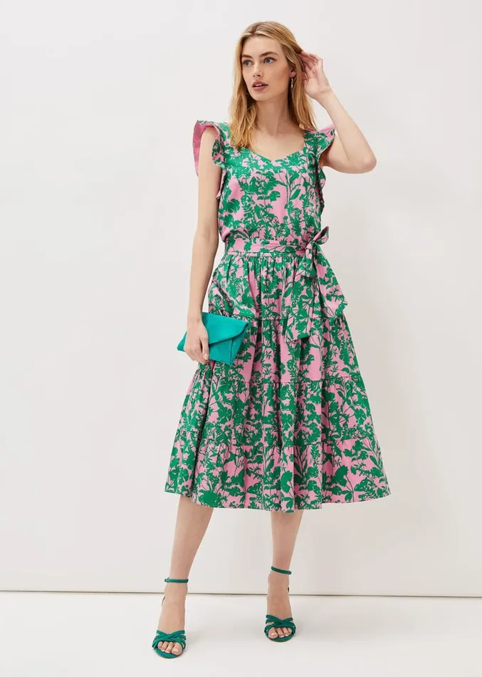Cleona Printed Dobby CoOrd Skirt Candy Pink Grass Green Women Phase Eight Skirts