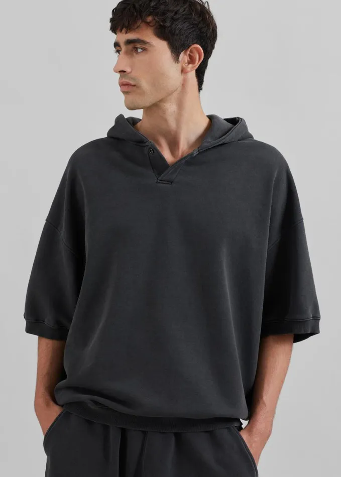 Clothing Men The Frankie Shop Christian Short Sleeve Hoodie 8211 Charcoal
