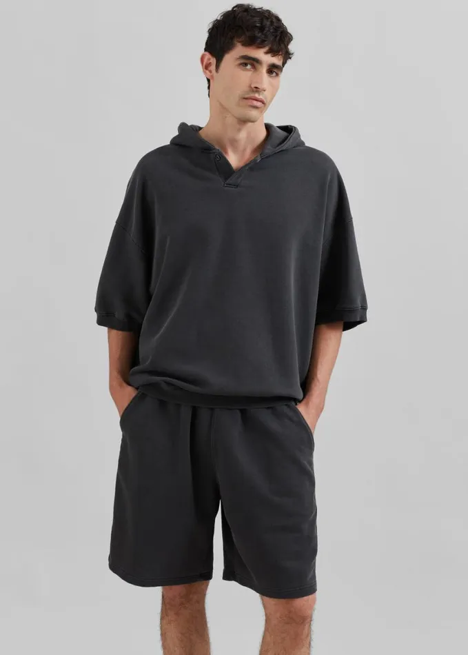Clothing Men The Frankie Shop Christian Short Sleeve Hoodie 8211 Charcoal