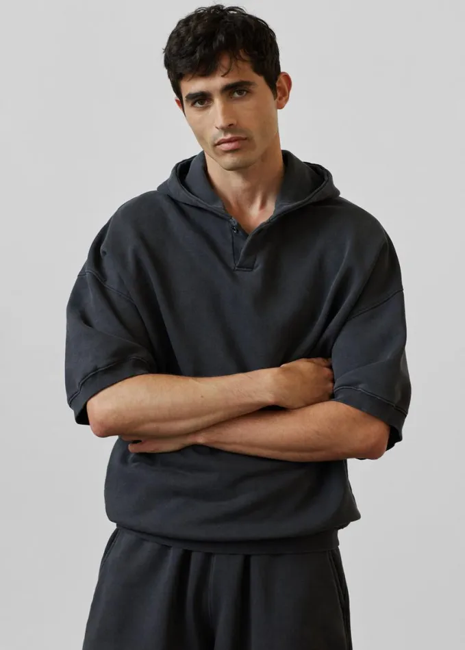 Clothing Men The Frankie Shop Christian Short Sleeve Hoodie 8211 Charcoal