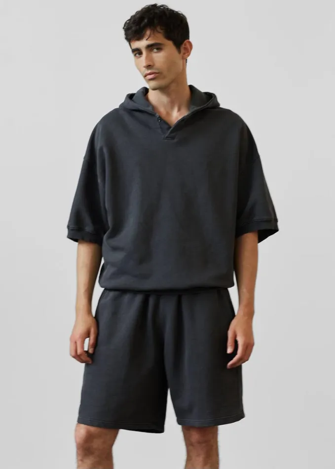 Clothing Men The Frankie Shop Christian Short Sleeve Hoodie 8211 Charcoal