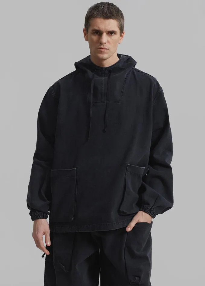 Clothing Men The Frankie Shop Cliff Denim Hoodie 8211 Black
