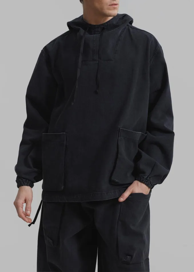 Clothing Men The Frankie Shop Cliff Denim Hoodie 8211 Black