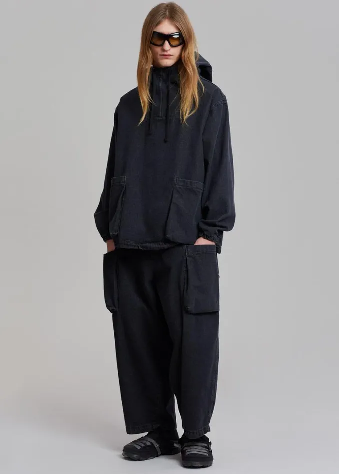 Clothing Men The Frankie Shop Cliff Denim Hoodie 8211 Black