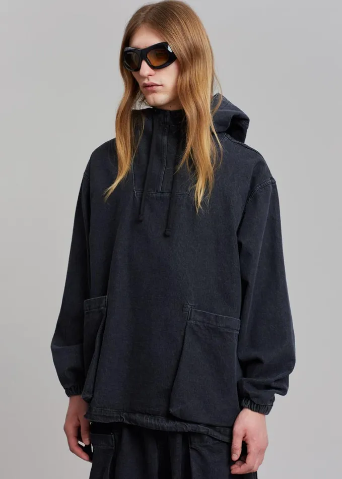 Clothing Men The Frankie Shop Cliff Denim Hoodie 8211 Black