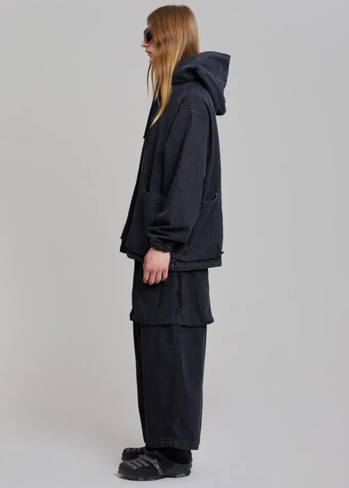 Clothing Men The Frankie Shop Cliff Denim Hoodie 8211 Black