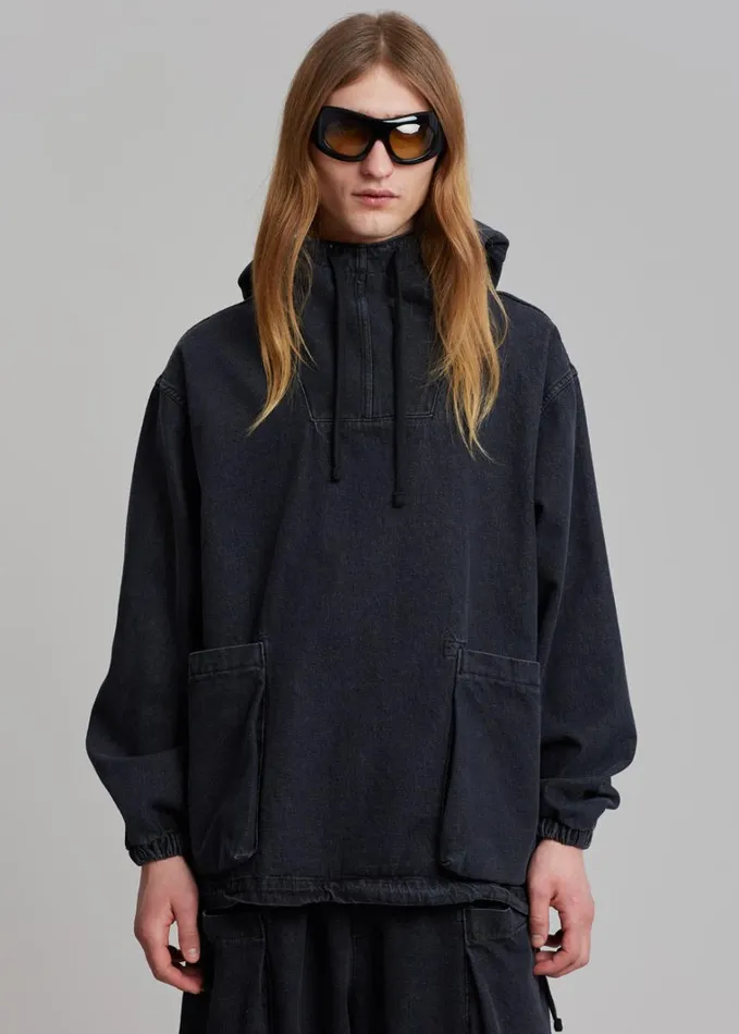 Clothing Men The Frankie Shop Cliff Denim Hoodie 8211 Black